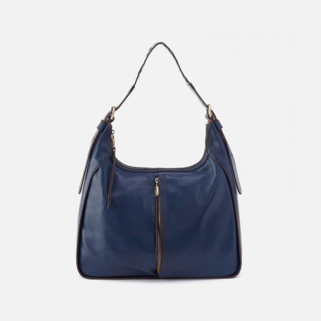 Hobo Women's Bellamy Front Zip Hobo in Artisan Leather - Navy | New Arrivals  Hobo Women's Bellamy Front Zip Hobo in Artisan Leather - Navy | New Arrivals