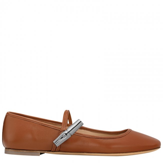 Longchamp Women's Le Roseau Ballerinas Bark - Leather | Bark Longchamp Women's Le Roseau Ballerinas Bark - Leather | Bark